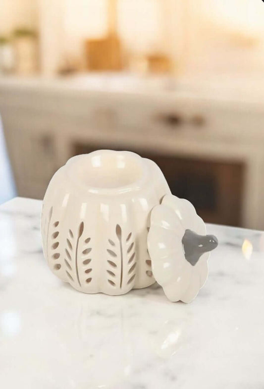 Diffuseur Citrouille Élégante – Lanterne en céramique ajourée