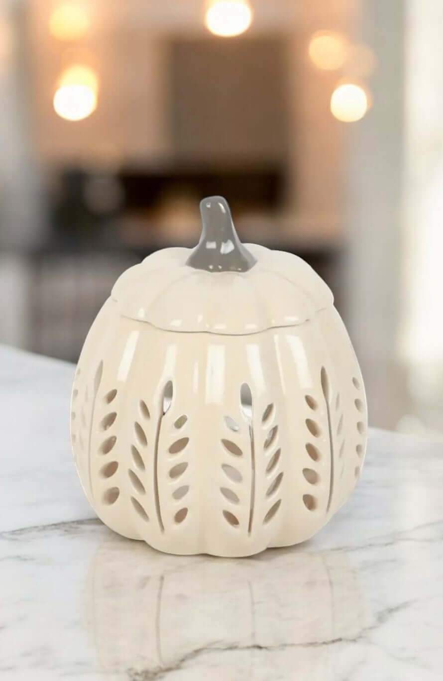 Diffuseur Citrouille Élégante – Lanterne en céramique ajourée